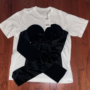 JNBY Black and White Heart Bustier Top